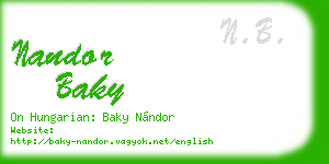 nandor baky business card